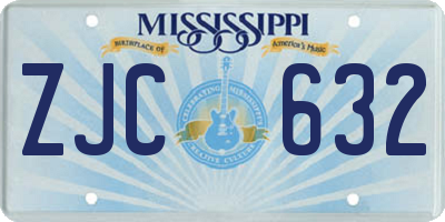 MS license plate ZJC632