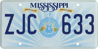 MS license plate ZJC633