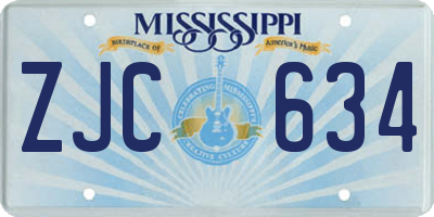 MS license plate ZJC634