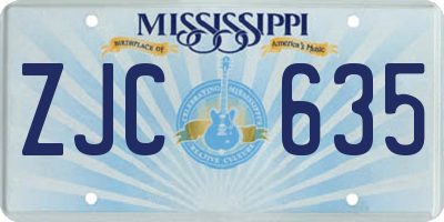 MS license plate ZJC635