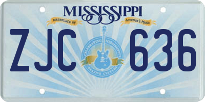 MS license plate ZJC636
