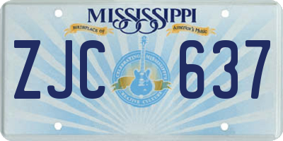 MS license plate ZJC637