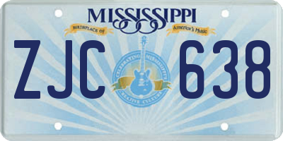 MS license plate ZJC638