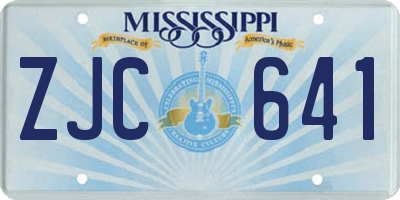 MS license plate ZJC641