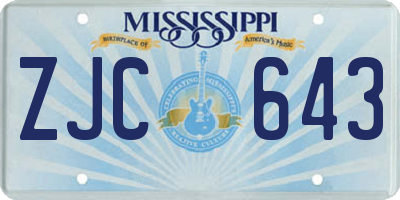 MS license plate ZJC643