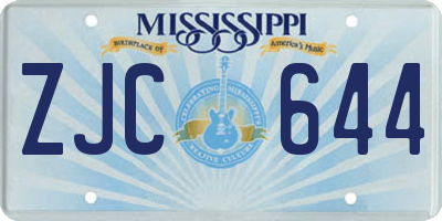 MS license plate ZJC644