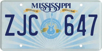 MS license plate ZJC647