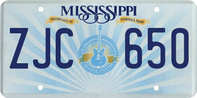 MS license plate ZJC650