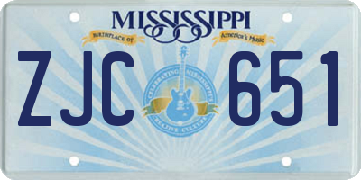 MS license plate ZJC651