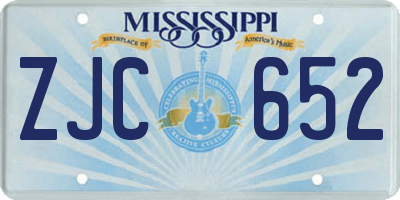 MS license plate ZJC652