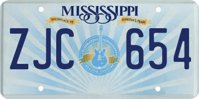 MS license plate ZJC654