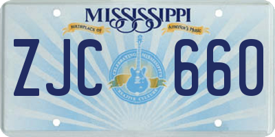 MS license plate ZJC660