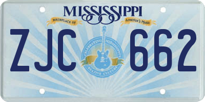 MS license plate ZJC662