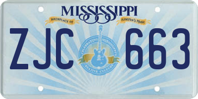 MS license plate ZJC663
