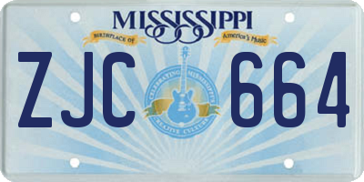 MS license plate ZJC664