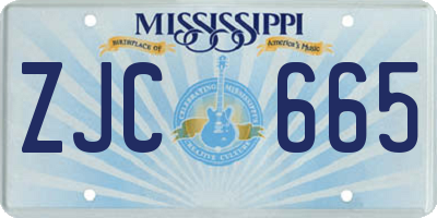 MS license plate ZJC665