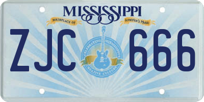 MS license plate ZJC666