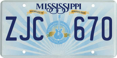 MS license plate ZJC670