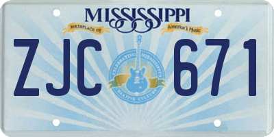 MS license plate ZJC671