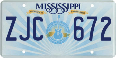 MS license plate ZJC672