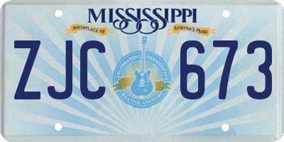 MS license plate ZJC673