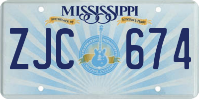 MS license plate ZJC674