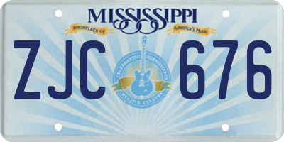 MS license plate ZJC676