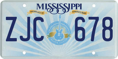 MS license plate ZJC678