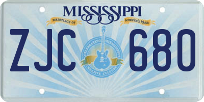 MS license plate ZJC680