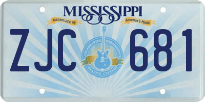 MS license plate ZJC681