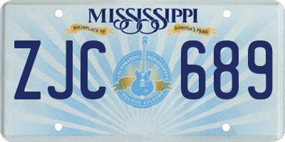 MS license plate ZJC689