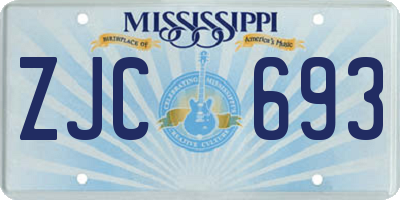 MS license plate ZJC693