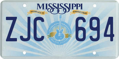 MS license plate ZJC694
