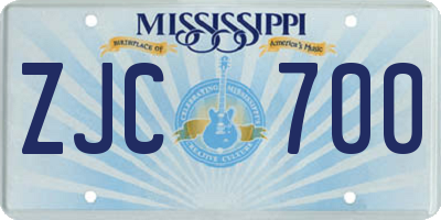 MS license plate ZJC700