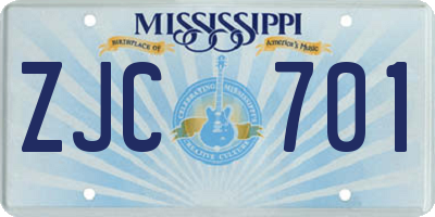 MS license plate ZJC701