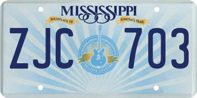 MS license plate ZJC703