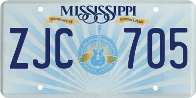 MS license plate ZJC705