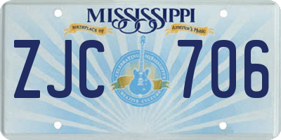 MS license plate ZJC706