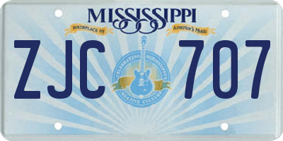 MS license plate ZJC707