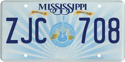 MS license plate ZJC708