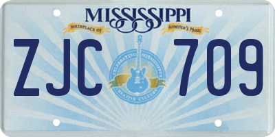 MS license plate ZJC709