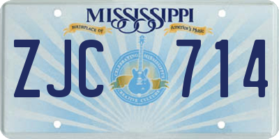 MS license plate ZJC714