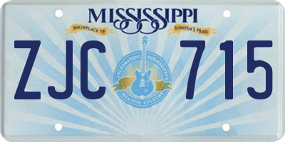 MS license plate ZJC715