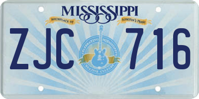 MS license plate ZJC716