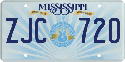 MS license plate ZJC720