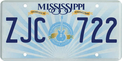 MS license plate ZJC722