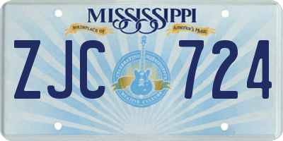 MS license plate ZJC724
