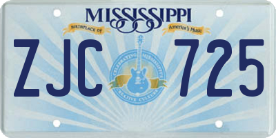 MS license plate ZJC725
