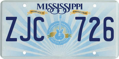 MS license plate ZJC726