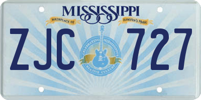 MS license plate ZJC727